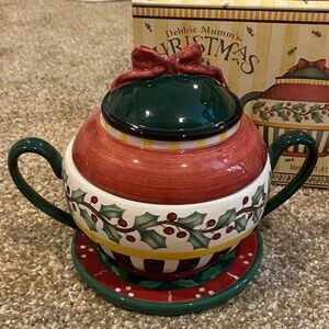Debbie Mumm Christmas Canister with Saucer